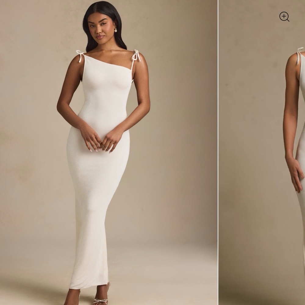 Oh Polly Textured Jersey Open Back Maxi Dress Ivory Size 10 NWT